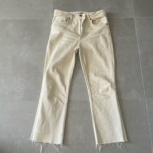 Cropped beige denim pants